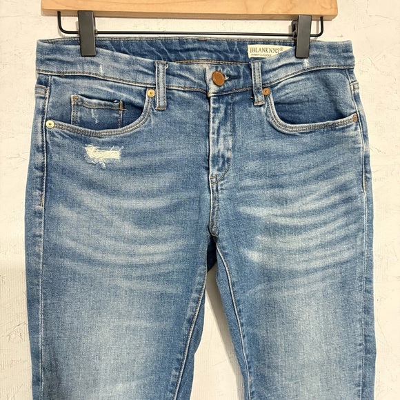 Blank NYC Light Blue Distressed Ankle Cropped Skinny Jeans MidRise Raw Hem Sz 27 - Picture 3 of 14